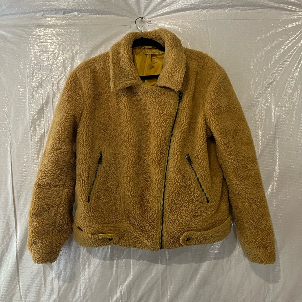 Gianni Bini Yellow Faux Shearling Jacket Size Medium